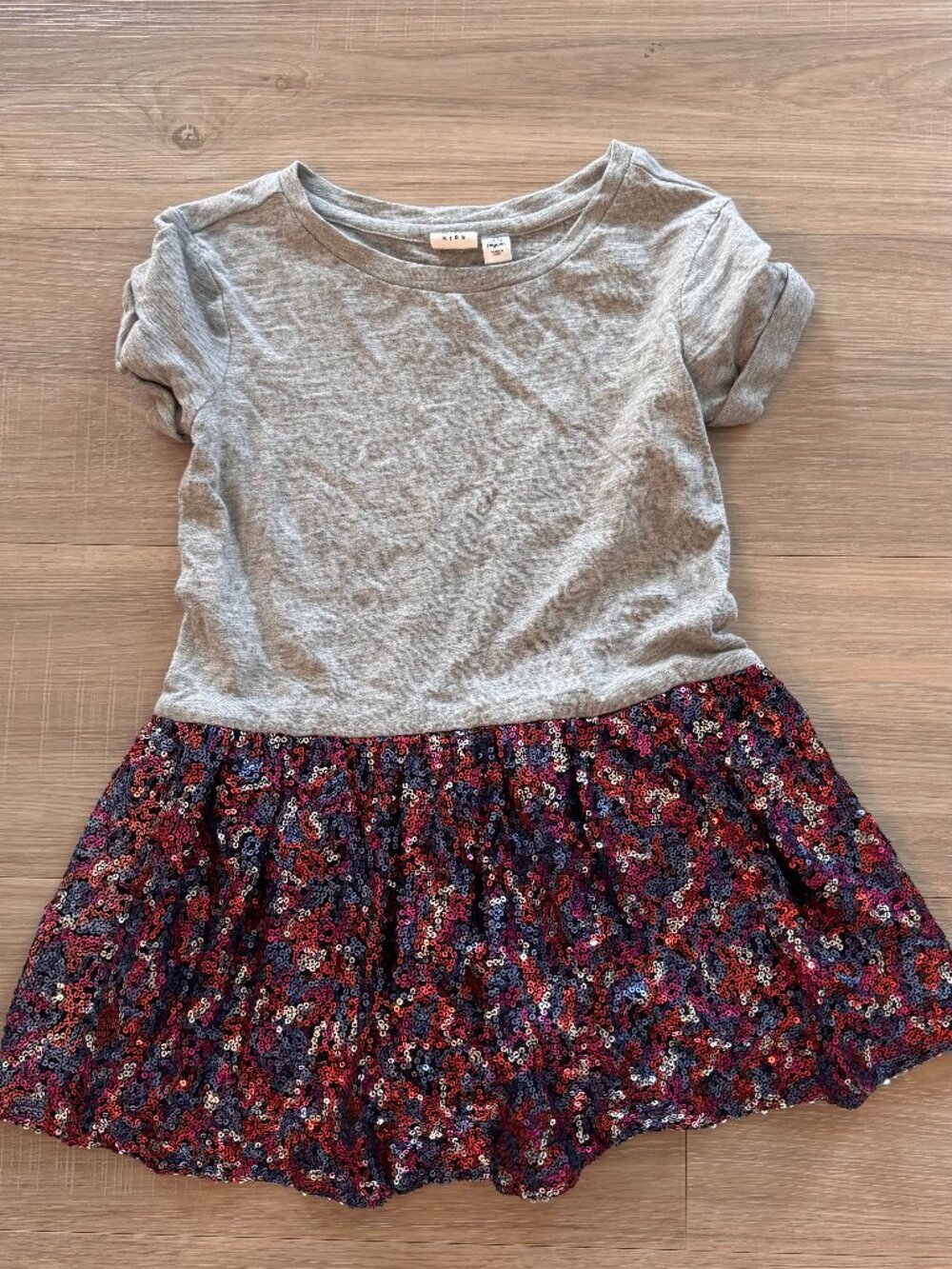 GAP Kids multi sequin skirt mixed fabric DRESS girls size 4 5 XS multi color